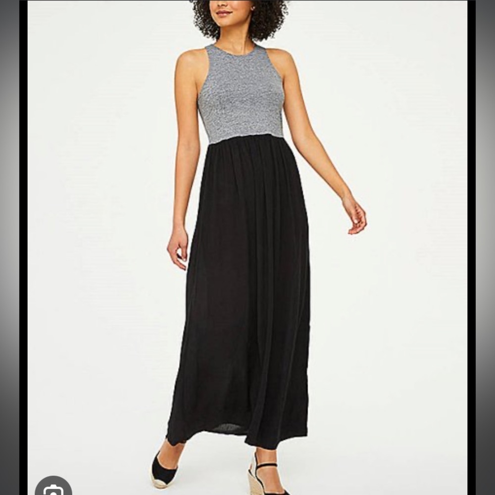 LOFT Black and Gray Maxi Dress